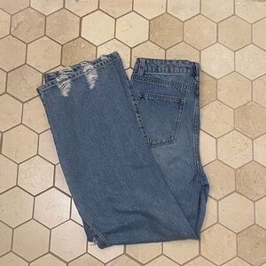 Vanilla Star Womens Destressed Straight Leg Jeans